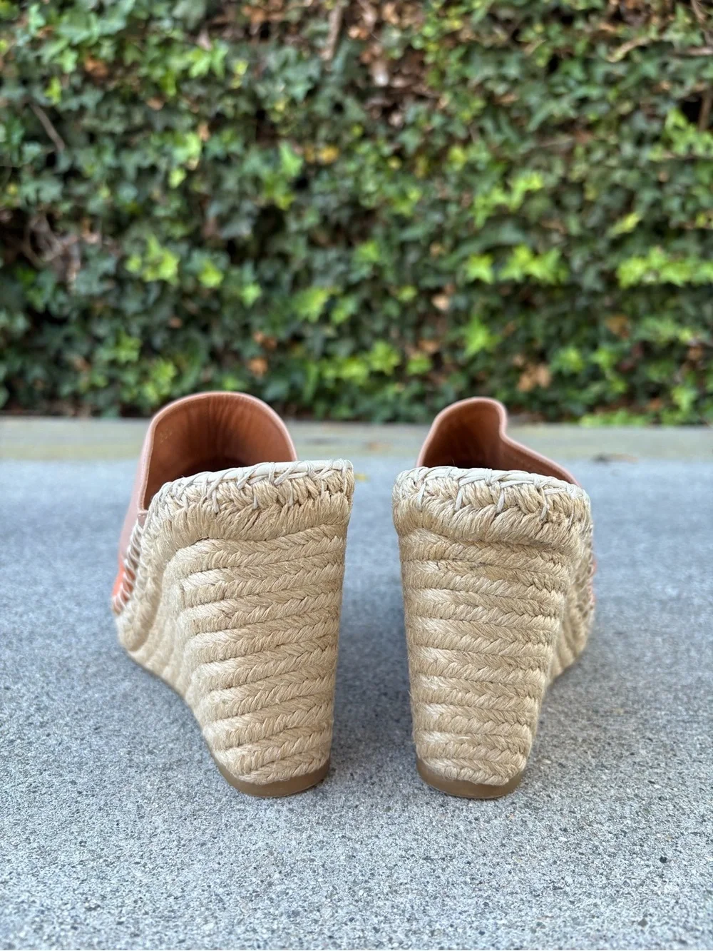 Valentino 1975 striped leather espadrille wedge sandals size 39